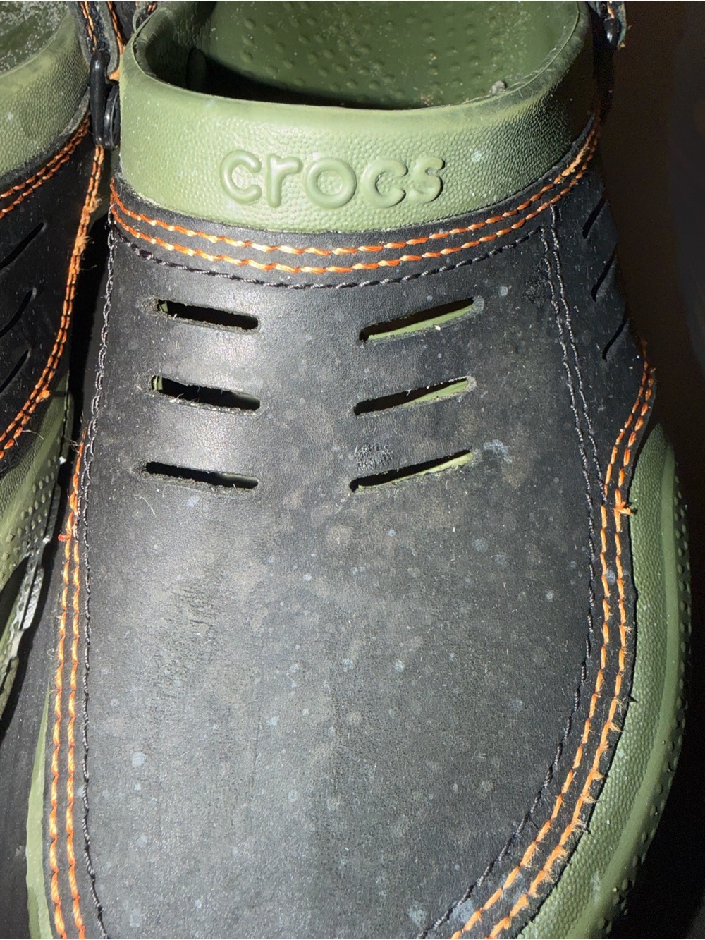 CROCS Men’s Black and Olive Green Slip-On Clog - Picture 2 of 4
